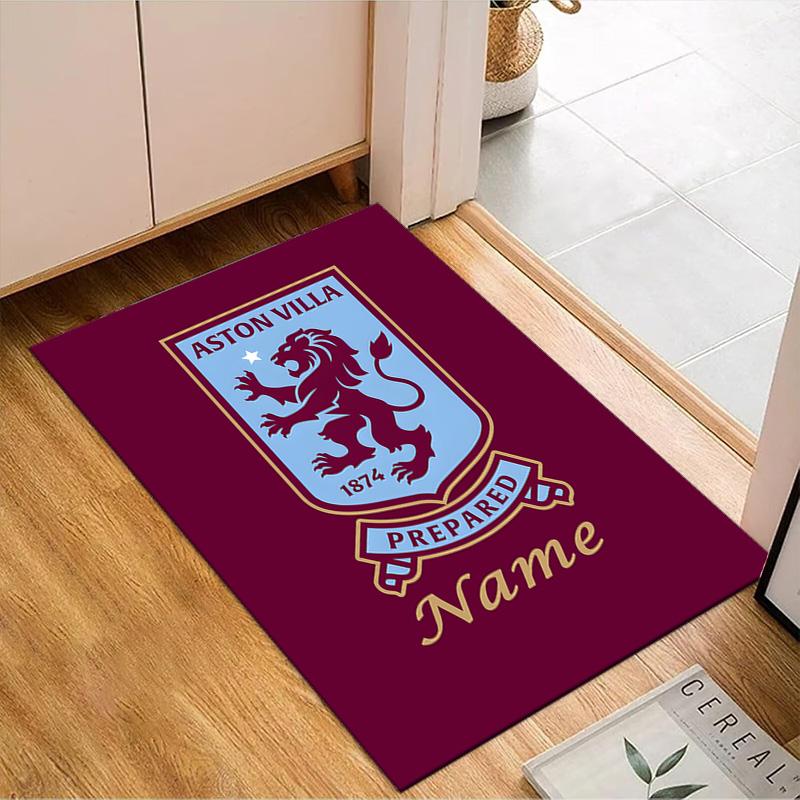 Custom Name Aston-Villa Pride Rug Game Carpet, Floor Mat for Bedroom Living Room Entryway Rug, Home Decor Idea Gift for Christmas birthday