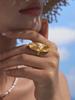 Adjustable Stainless Steel Chunky Rings For Women 18k Gold Plated With Shell Bead Waterproof No Tarnish Women's Large Oval Ring