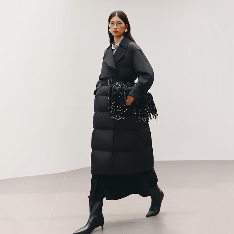 Aiyilayi Women's Trench Collar Long Goose Down Parka