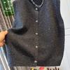Chic Sequin Sleeveless Knitted Cardigan for Women - Loose Plus Size Layering Top for Spring/Autumn