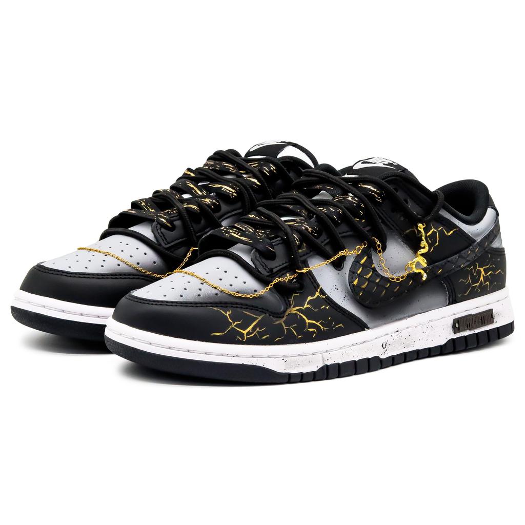 Nike Dunk Slip Resistant, Abrasion Resistant, Lightweight Low Top Skateboard Shoes Unisex Black Gold DD1391-100(Team52-S-BOX)