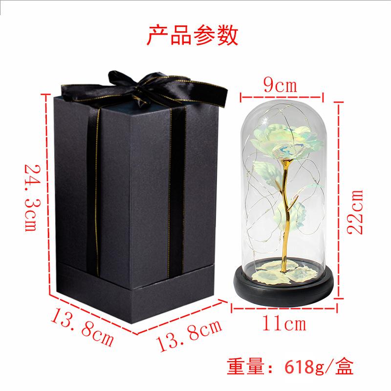 Popular LED Light Luminous Rose Glass Cover Ornament Christmas Birthday Gift Luminous Rose
