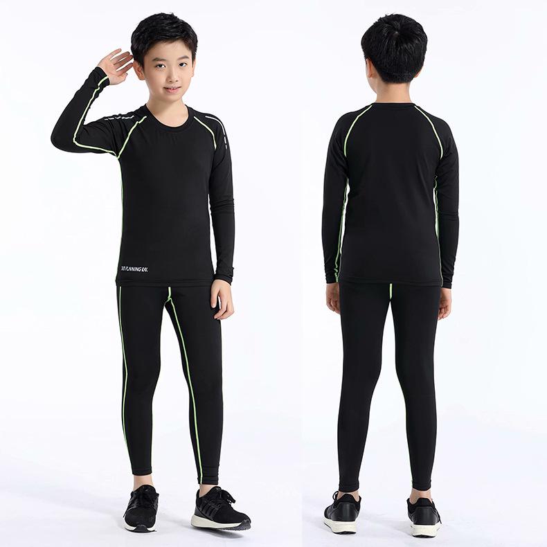Kids' Quick-Dry Sports Compression Set: Summer Thin Long Sleeve and Pants