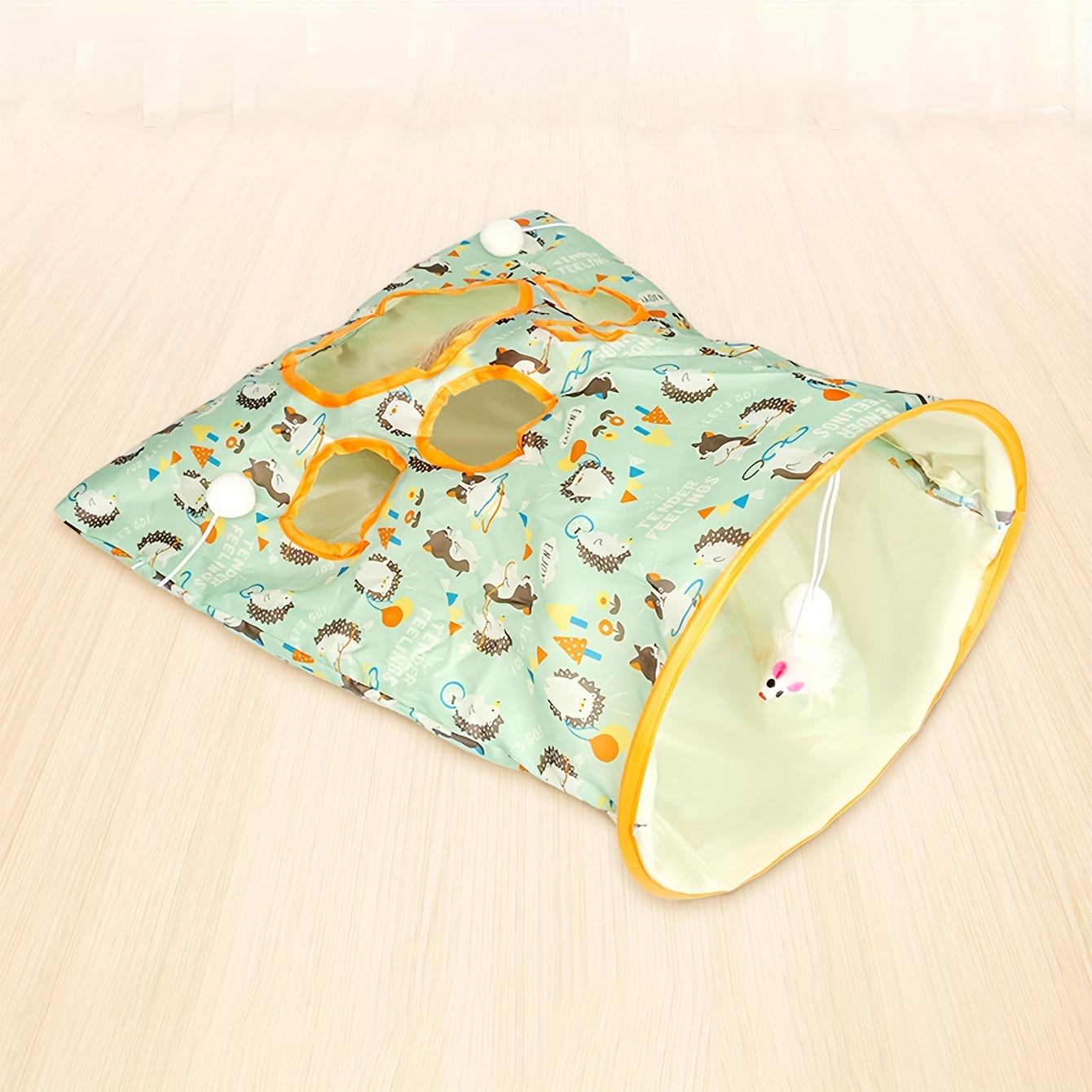 

Складная игрушка-туннель для кошек для интерактивной игры, в комплект входят смотровое отверстие и подвесной мяч Little Hedgehog зелёный