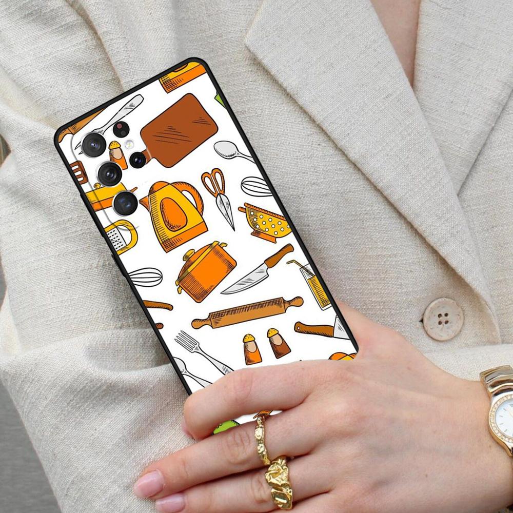 Backen Kochutensilien Koch Kochwerkzeug SOFT Handyhülle für Samsung Galaxy S26 Ultra S25 S24 S23 S22 S21 S20 Note10 Hülle