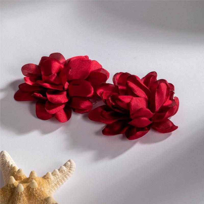 New jewelry, Korean fluffy big flower earrings, premium flannel lace multi-color earrings set.
