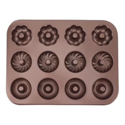 12 Gözlü Donut Pişirme Kalıbı Desenli Donut Pişirme Kabı Karbon Çelik Kek Kalıbı Donut Kalıbı Fırın için