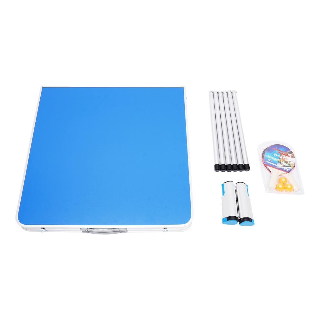Tavolo da Ping Pong Pieghevole con Rete da Interno Esterno Tavolo da Tennis Ampio Piano del Tavolo Pedane Antiscivolo Barra di Fissaggio Triangolare Blu
