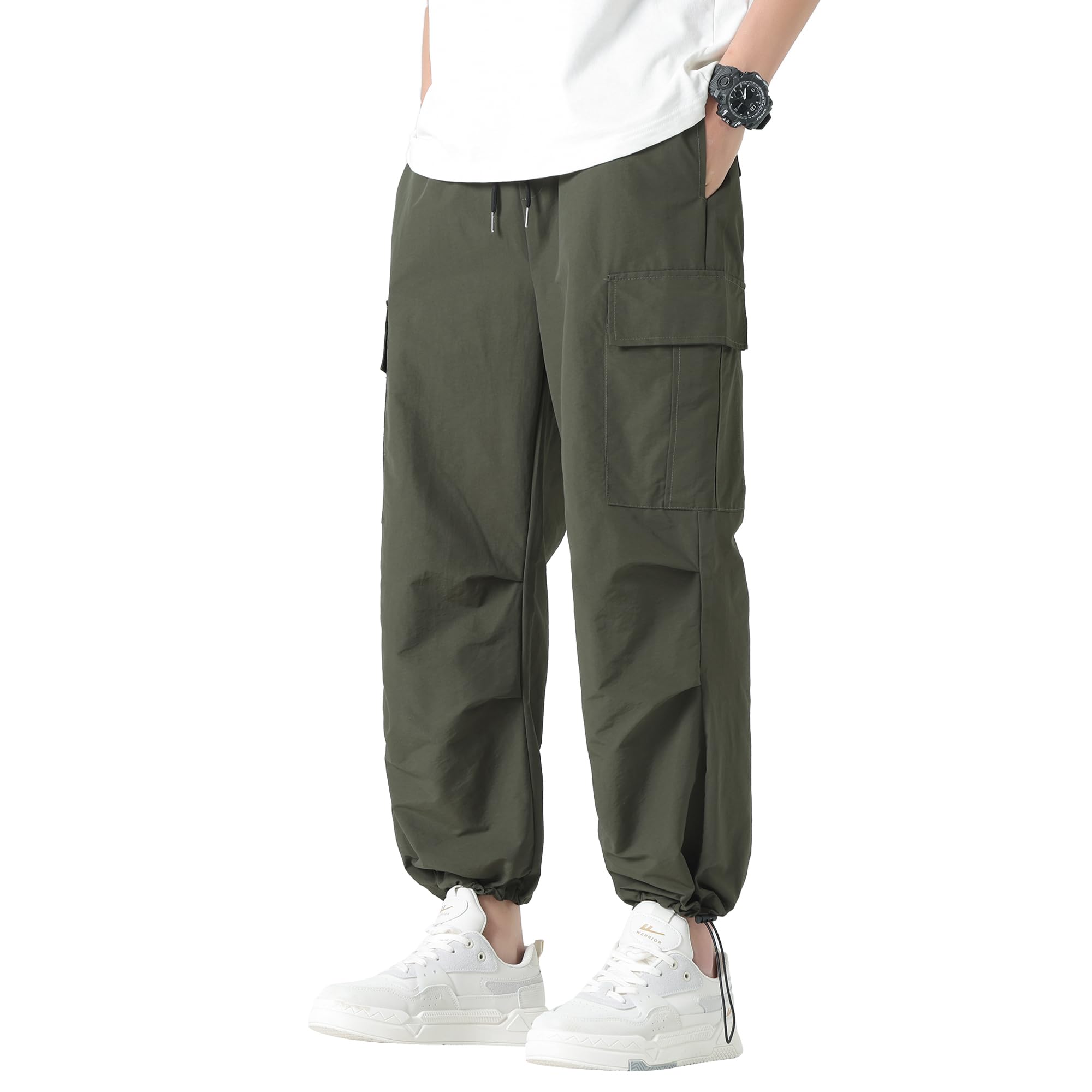 

Cargo Summer Long Wide Leg Relaxed Gaucho Sports Outdoor Adjustable Elastic Solid Clothing [HMT] Men s Pants, Pants, Cool, Oversized, Pants, Fit,