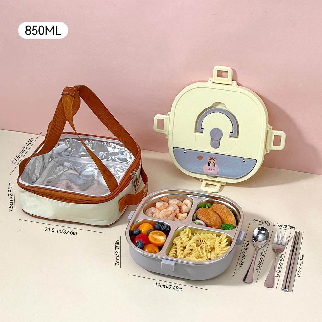 WORTHBUY 4/5 Compartment Portable Bento Lunch Box Microwave Safe Sealed 304 Stainless Steel Lunch Container Set For Kids Student