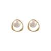 Gold Color Imitation Pearl Earring for Women Round Stud Earrings Korean Delicate Irregular Design Unusual Fashion Jewelry