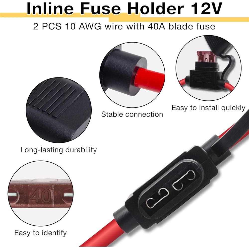 2-10PCS Inline Fuse Holders 12V,10/12/14/16/18 AWG Inline Fuses,Waterproof Fuse Holder with 10A-40A ATC/ATO Standard Blade Fuses Fuse Holders1