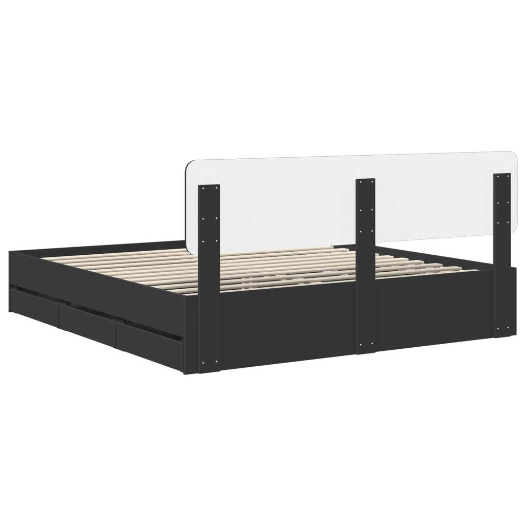 Bed Frame with Drawers Black 180 x 200 cm Particleboard