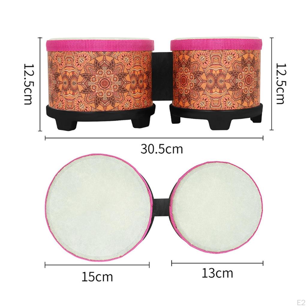 5" and 6" Bongo Drum Set Hand Fine Motor Skills Sturdy Playing Congas for