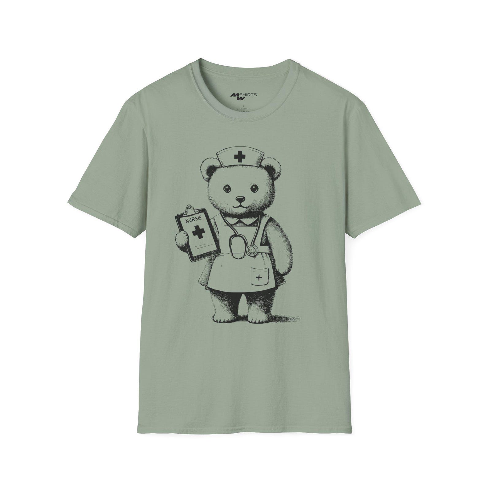 Engraved Nurse Bear T-Shirt/ Unisex Softstyle T-Shirt 3XL