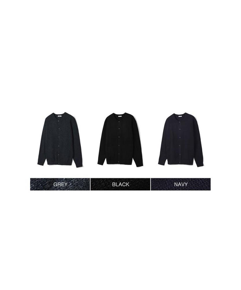 Notig Wool Blend Round Button Cardigan Gray_Okw2Swcd201G1
