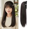 Clip in Half Headband Wig Hair Hoop Long Straight Hair Simulated Pearl Headband Wig  Party