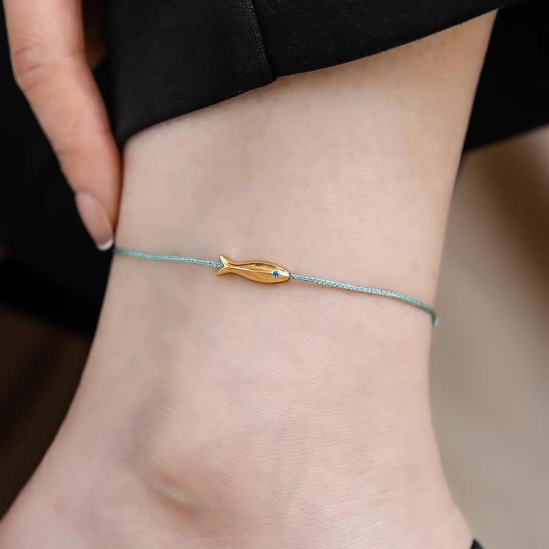 Luck Koi Anklet: Delicate Fish Woven Foot Rope for Summer 2024