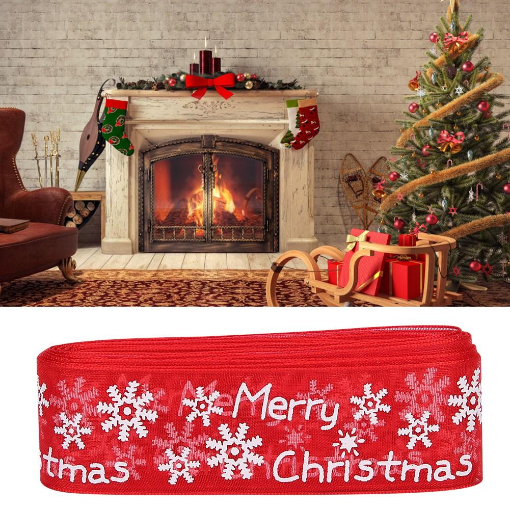 25mm 5Yards Printed Flowers Christmas Ribbon    Sewing Gifts Packing Belt Decoration