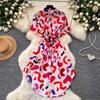 Printed Short-sleeved Dress Women's Summer Waist and Thin A-shaped Skirt Commuter Temperament Shirt Skirt