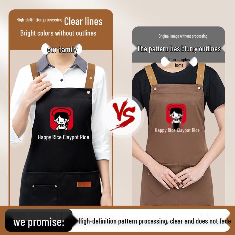 Custom Logo Waterproof Waist Apron for Milk Tea, Hot Pot, and Coffee Shop Staff
