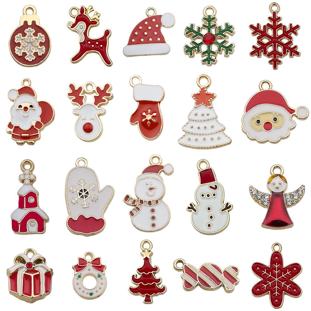 Christmas Series Accessories Pendant Handmade Diy Bracelet Necklace Keychain Earring Pendant Santa Claus Reindeer Snowflakes