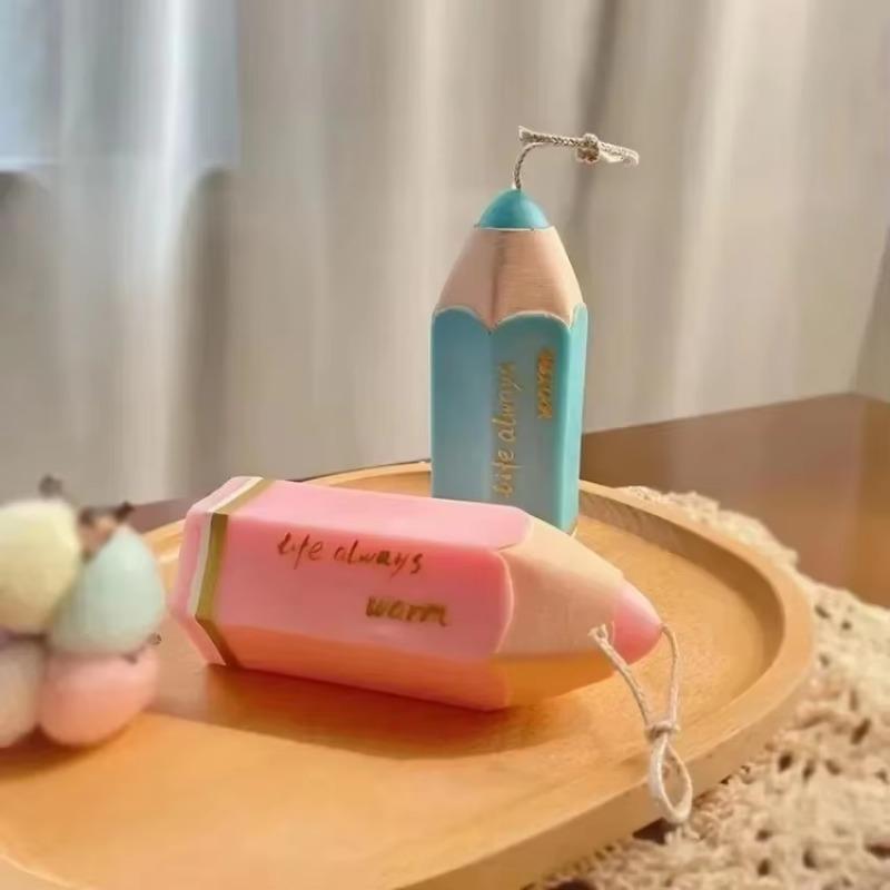 3D Pencil Shaped Silicone Candle Mold DIY Cylindrical Aromatherapy Candle Soap Gypsum Resin Mold