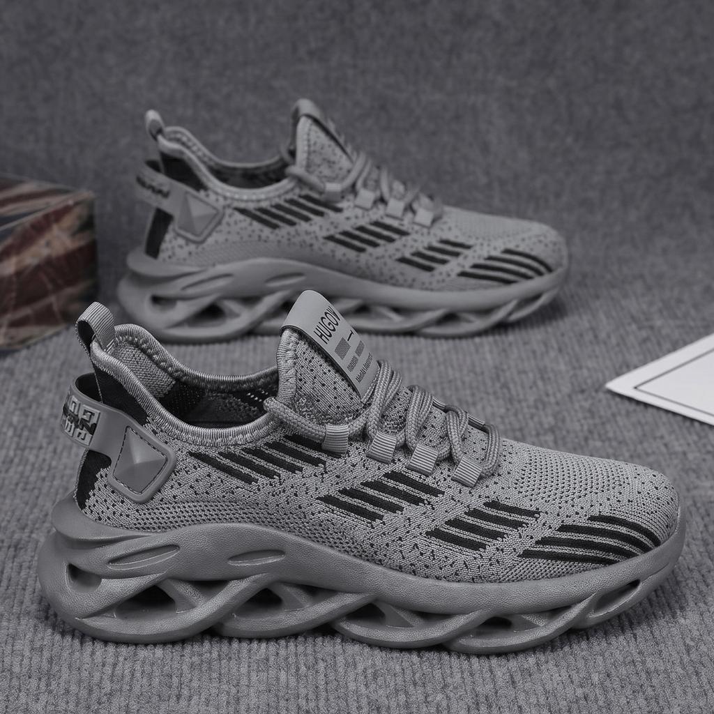 Men Flyknit Mesh Chunky Sneakers Breathable Lightweight Casual Walking Sports Shoes Non Slip Soft Sole Sizes 39-44 Daily Wear