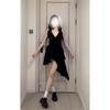 Black V-neck Dress Women's Casual Women's Autumn New Temperament Split Banquet Evening Dress Long Dress