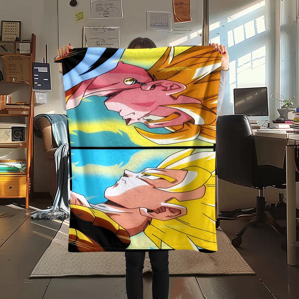 Dragon Ball Charaktere Druck Flanelldecke, Hohe Qualität, Bequem für Alle Jahreszeiten, Heimdekoration, Wärme und Komfort, Perfekt für Weihnachtsgeschenke