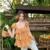 Real price sweet and spicy Xiaofei sleeve lace-up square collar shirt women's summer new foreign style ruffle edge short design top