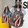 Cute Shark Set Schoolbag New Personalized Creative Men's and Women's Backpack Junior High School Campus Three-piece Backpack
