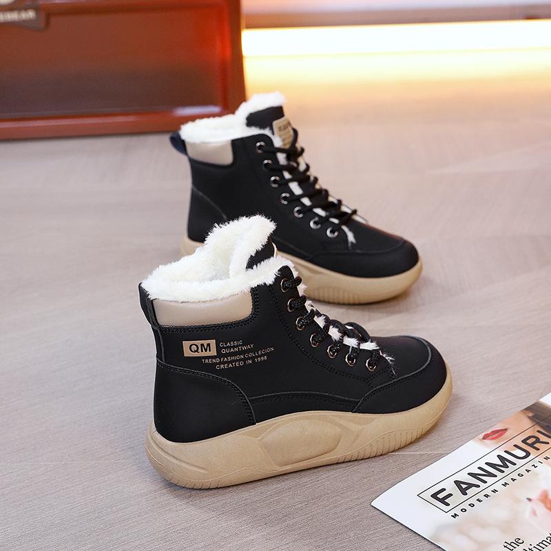 High-top velvet sports women's cotton boots autumn and winter new versatile thickened warm cotton shoes non-slip