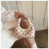 Polka Dot PU Leather Bag with Detachable Strap Lace Ruffled Handle Cute Bow Casual Purse for Daily Use