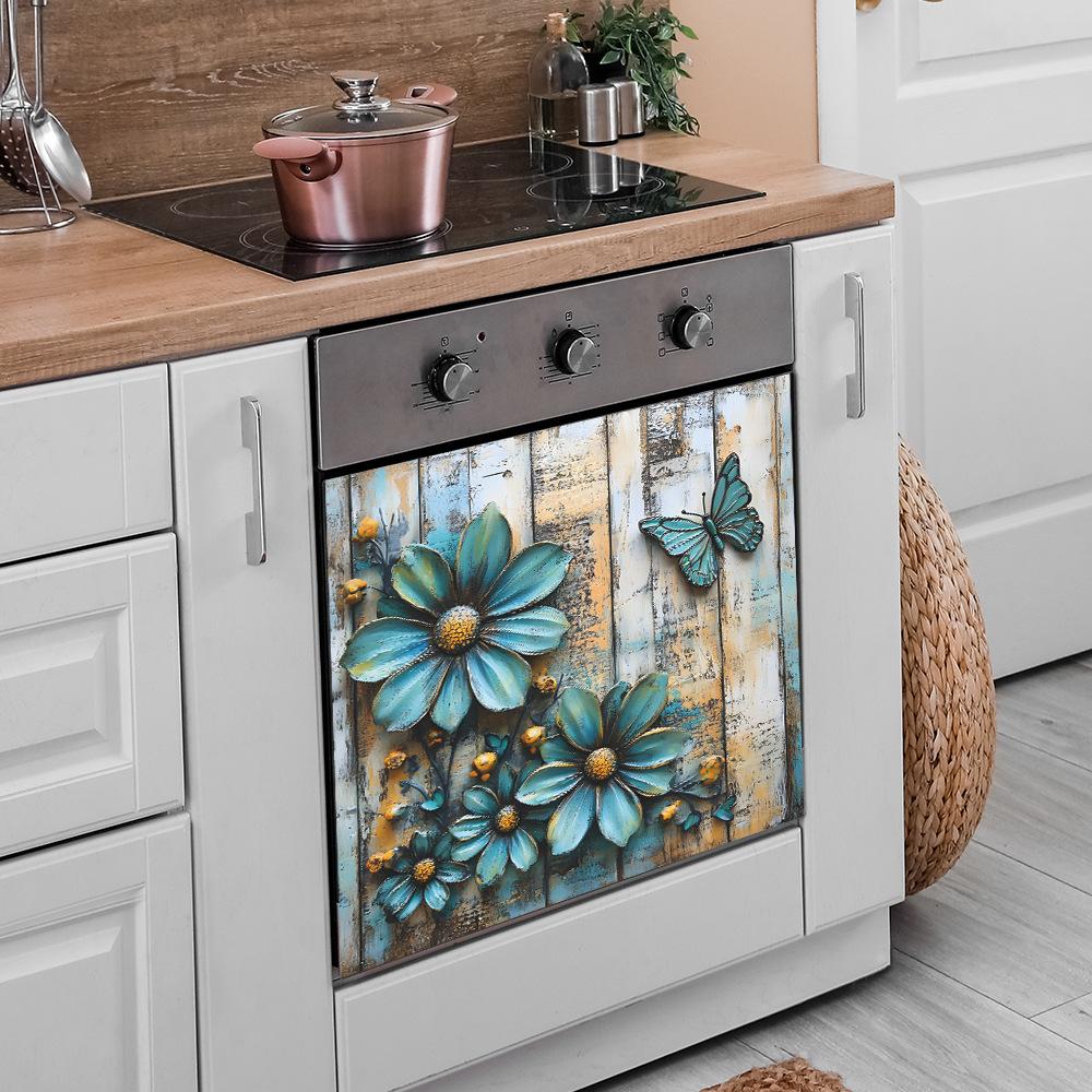 Creative Simulation Embossed Flowers Kitchen Restaurant Cabinet Home Background Beautification Decoration Wall Stickers