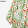 ZANZEA Women Half Sleeve Floral Blouse and Shorts Summer Two Piece Suit Sets