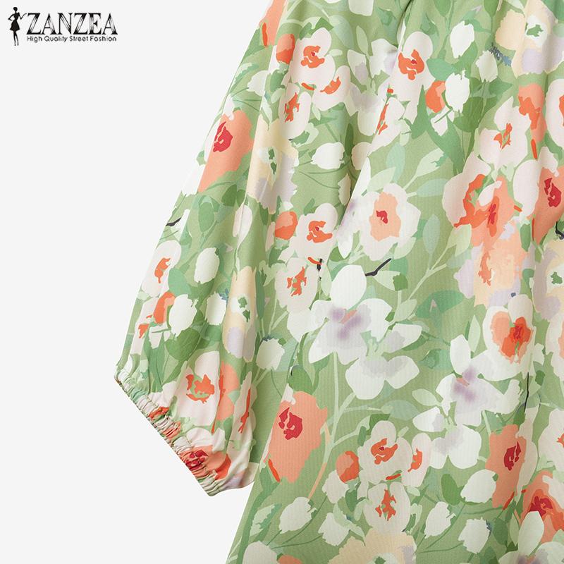 ZANZEA Women Half Sleeve Floral Blouse and Shorts Summer Two Piece Suit Sets