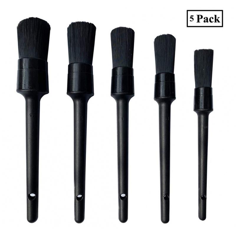 5Black SetPPSilk Cleaning Brush Car Beauty Tools Interior Detail Brush Air Conditioning Vent Gap Brush Detail Brush