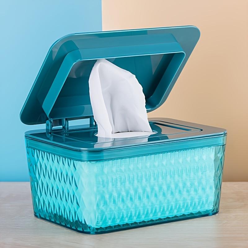 

Диспенсер для салфеток, держатель для салфеток, коробка для хранения ватных дисков, многоразовый контейнер для салфеток, сохраняет салфетки свежими, нескользящий, легко открывающийся и закрывающийся пакет для салфеток синий