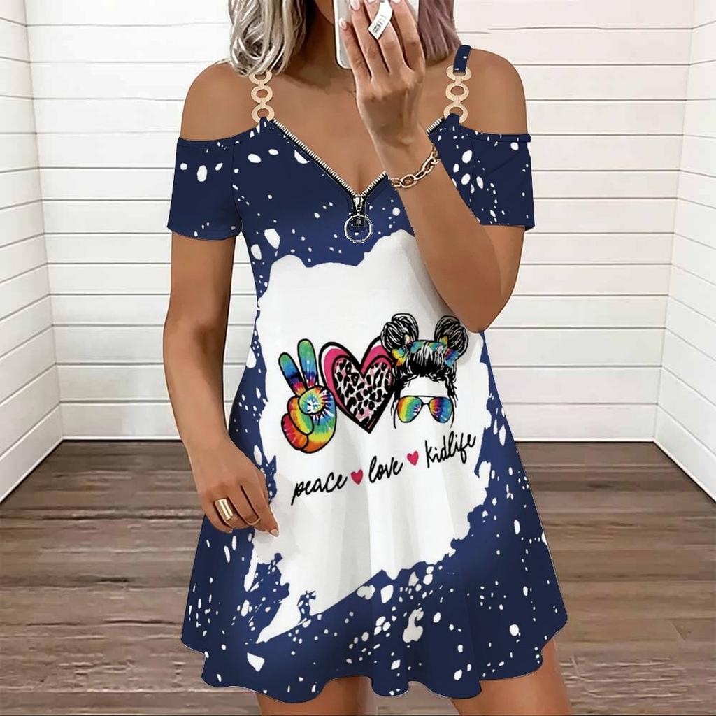 Ladies Spaghetti Strap Oversized Dress Watercolor Floral Printed Summer Loose Gown