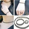 Japon Harajuku Eva Dövme Choker Kiko Tarzı Punk Retro Kolye, Yüzük ve Bileklik Seti