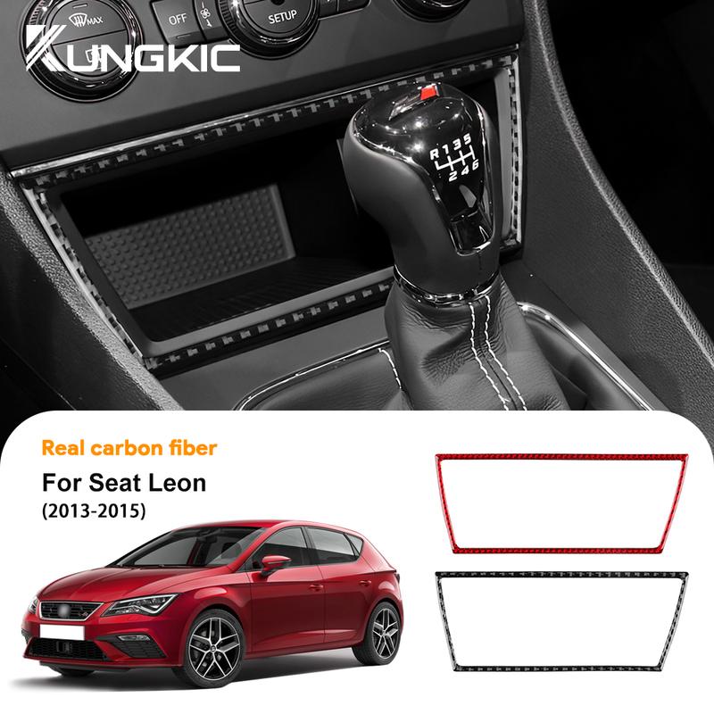 For Seat Leon 2013 2014 2015 LHD RHD Real Soft Carbon Fiber Car Central Storage USB Port Frame Sticker Interior Accessories.