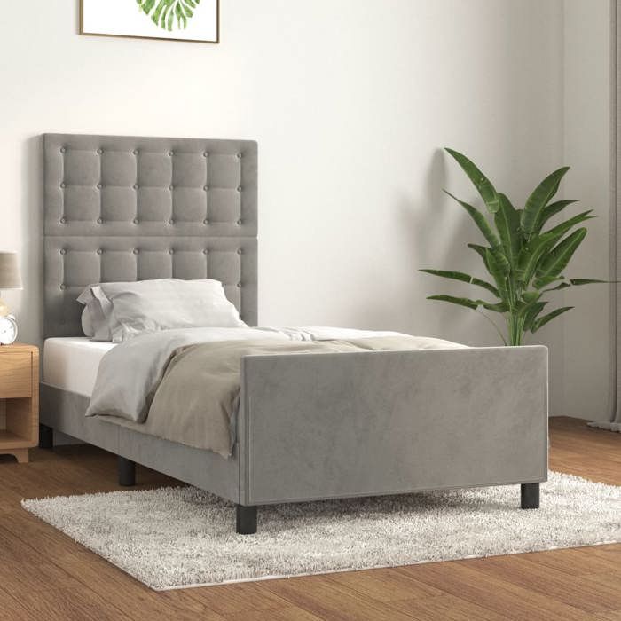 VidaXL Cadre de lit avec tête de lit Gris clair 80x200 cm Velours3125965