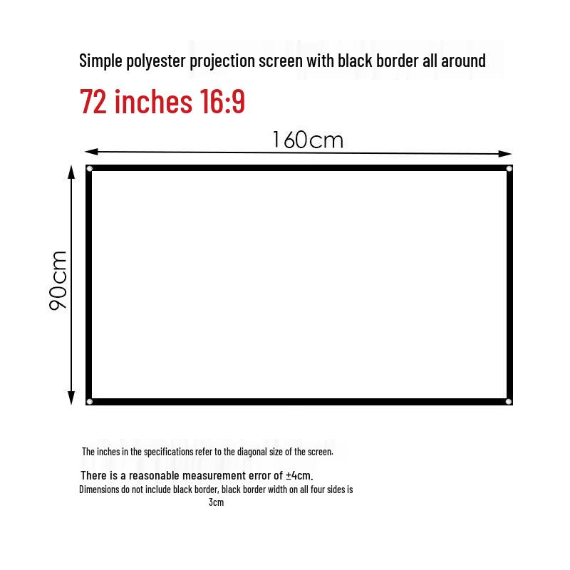 Portable Polyester HD Projection Screen - Foldable, 60 To 150 Inches, for Indoor/Outdoor Use