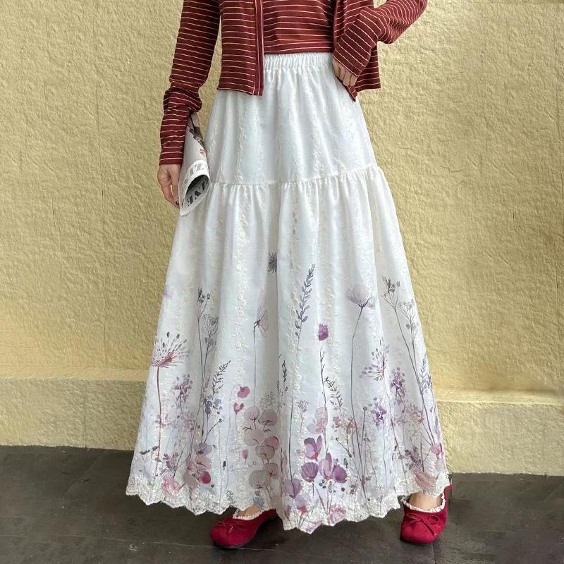 Fei Yuan Women's Ethnic Printed A-line Skirt - Autumn/Winter Artistic Fashion