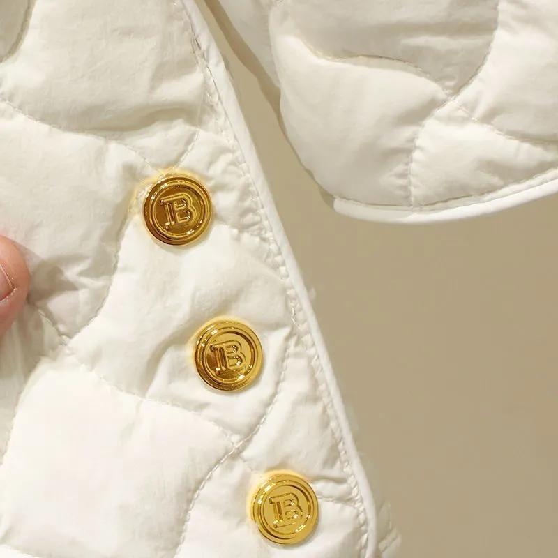 Zimní Dámská Móda Jednobarevné Ležérní Kosočtvercové Zateplené Teplé Parky Jednořadé Vintage Bundy Y2K Univerzální Volné Kabáty