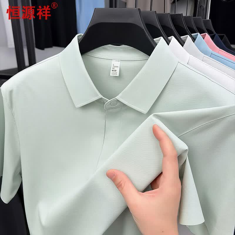 Hengyuanxiang Men's Summer Ice Cotton Polo Shirt