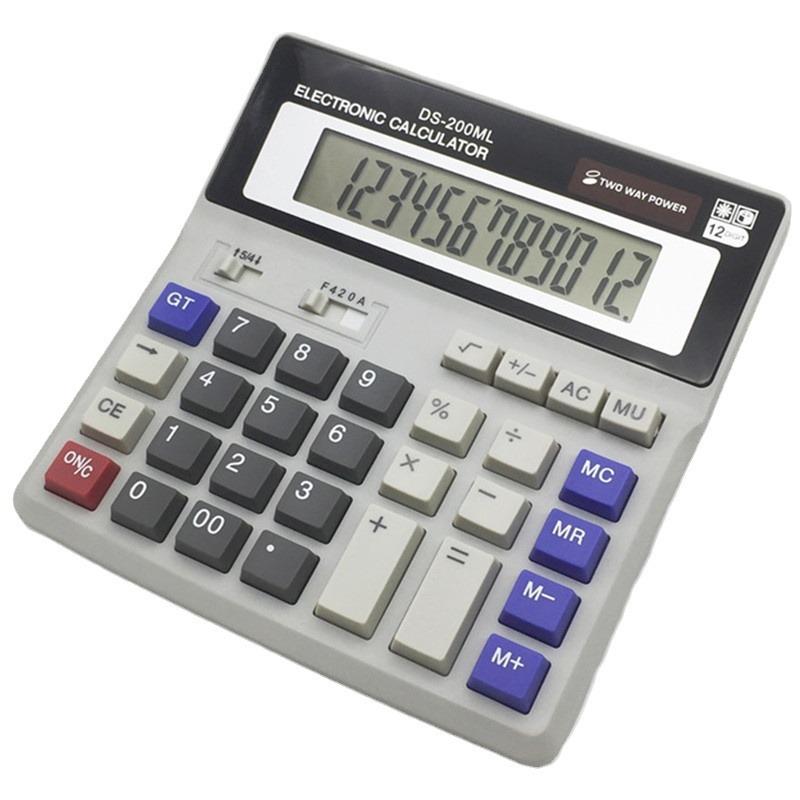 Solar Calculator Dual Power Supply DS-200ML 12 Digits Electronic Calculator Office Supplies For Office School Accounting Tools