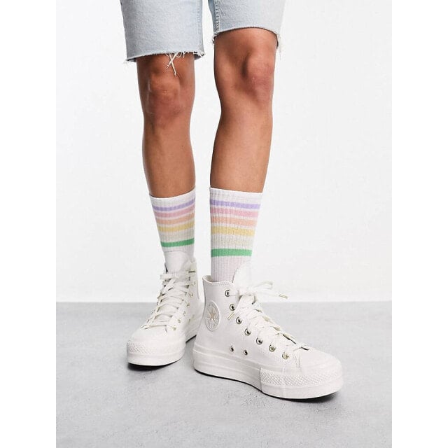 

Бело-золотые высокие кеды Converse Chuck Taylor All Star Lift