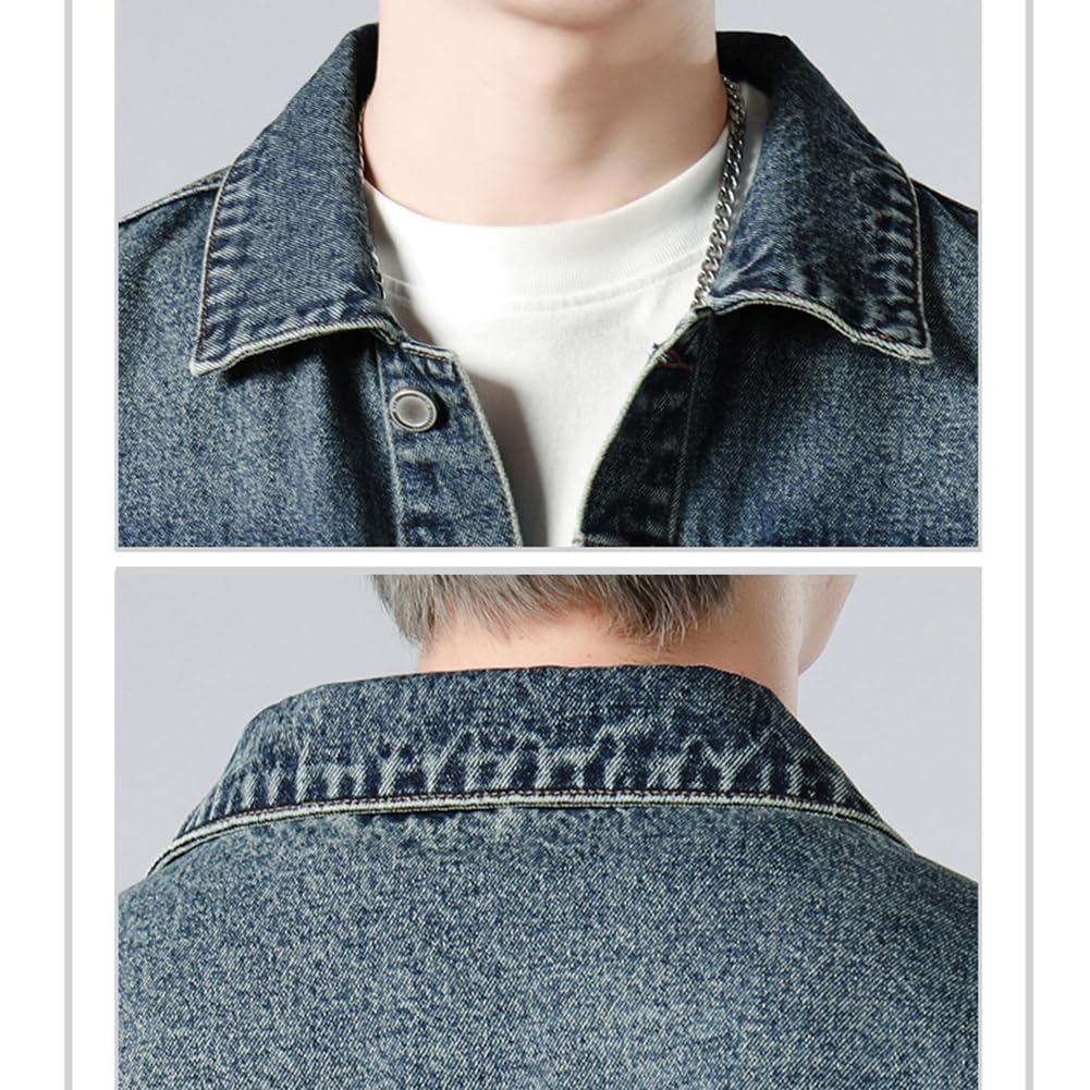 TYYRBMG Denim Back Plus Long CXH754 Men's Jacket, Casual, Washed, Slit, Sukajan, Business, Sizes, Spring, Indigo, Sleeve, Spring, Summer, Fall, (XL,